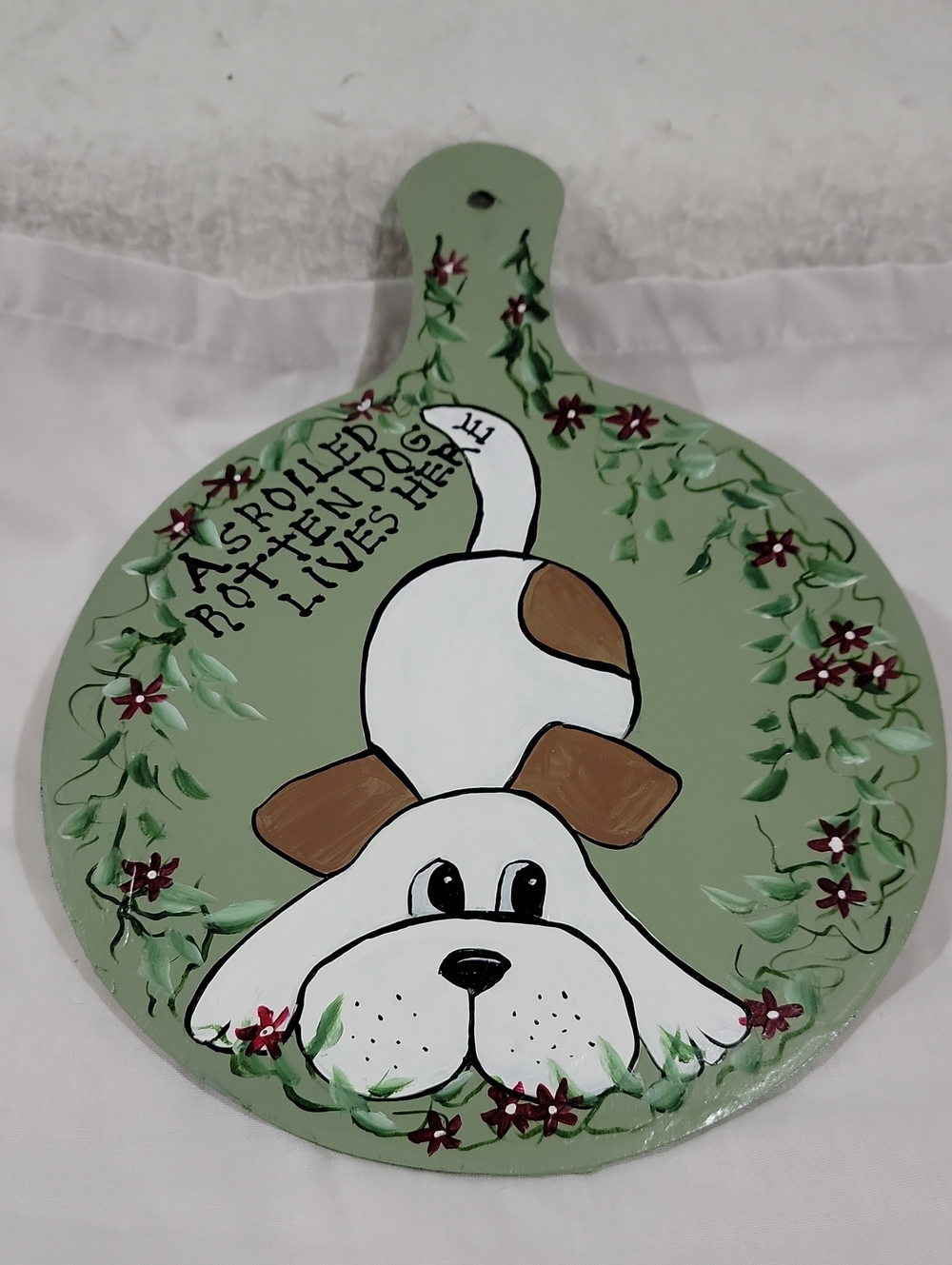 Hand-Painted Spoiled Dog Wall Plaque - Whimsical Puppy Design One Of A Kind